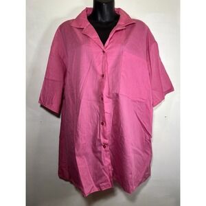 Vtg 70s 80s Poly-cotton Pink Men's 42 Xl Button Up Pocket Loose Comfort Fit